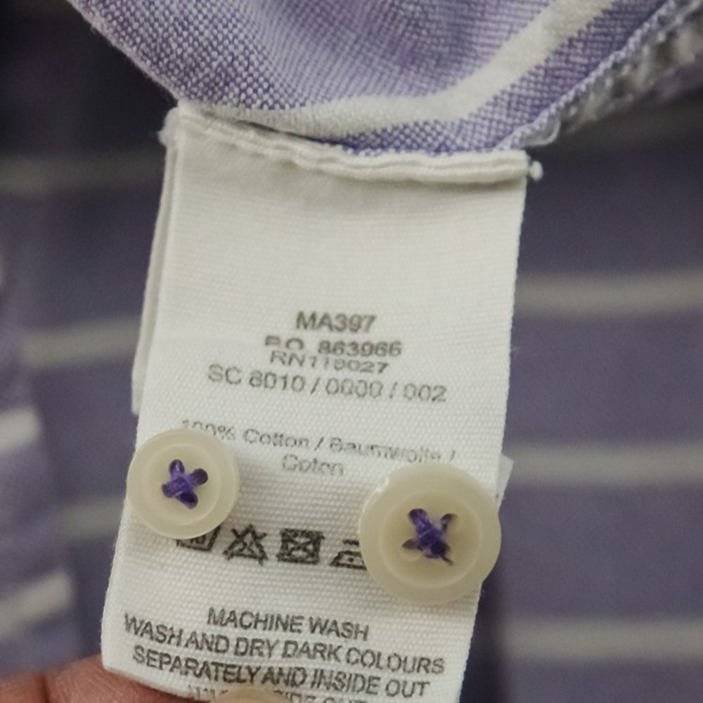 Boden Size Medium M Purple White Stripe Collared Button Long Sleeve Cotton Top - Picture 5 of 6